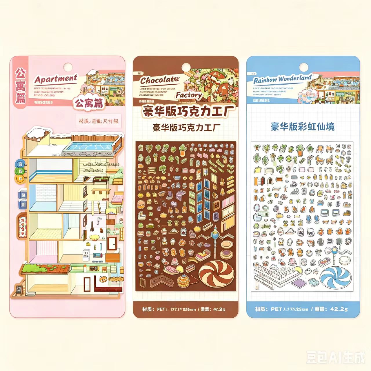 Fun World Series DIY 3D Scene Sticker Collection - 3 lovely Miniature Scenes