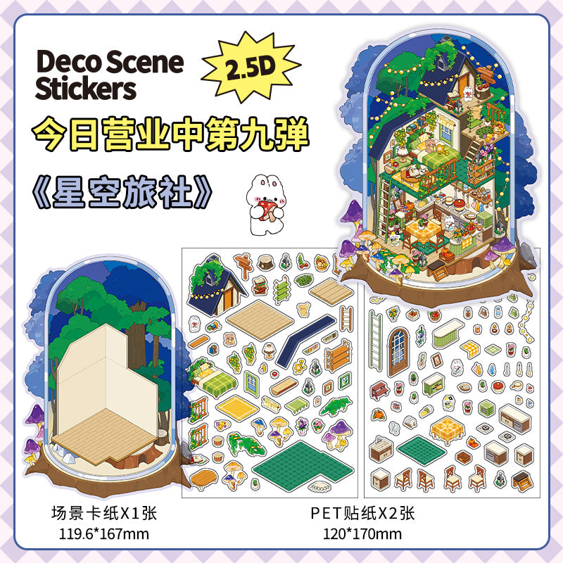 Starry Sea Market DIY 3D Scene Stickers Collection- 4 Cute Miniature Scenes
