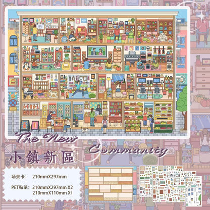 Mountain City Scene House  DIY 3D Scene Stickers Collection - 3 Cute Miniature Scenes