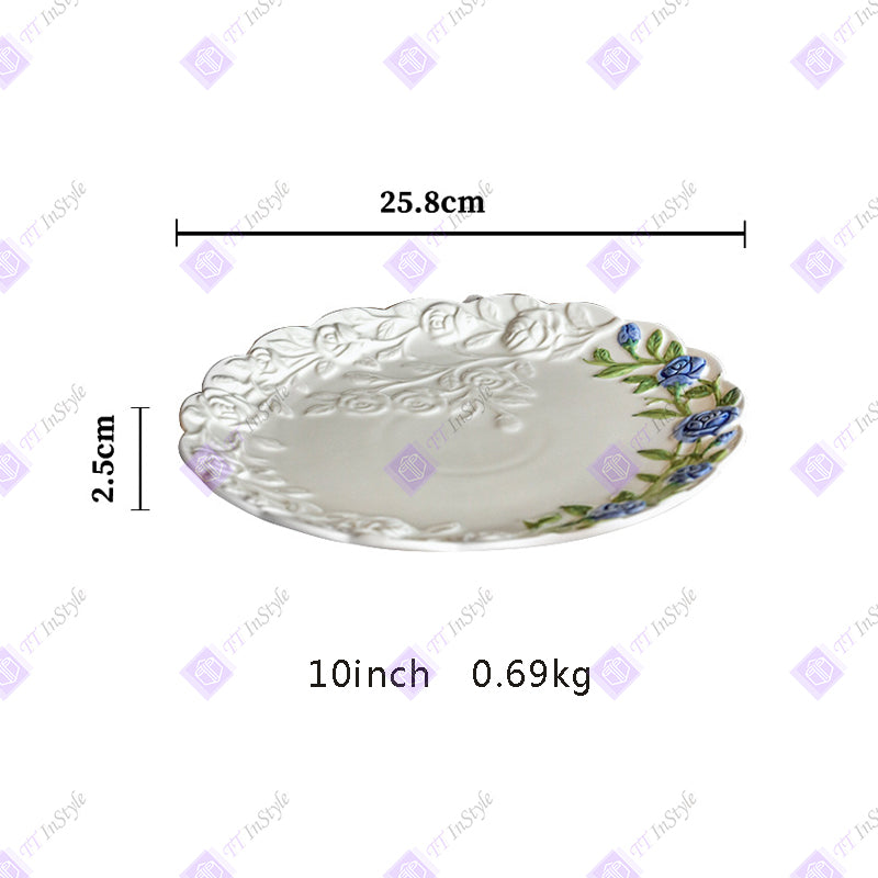 瓷器 - 法式花卉甜点盘