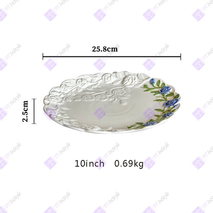 瓷器 - 法式花卉甜点盘