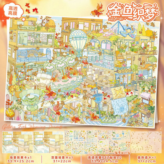 YL160 Deep-Sea Fairy Tale Series DIY 3D Scene Stickers Collection- 4 Cute Miniature Scenes
