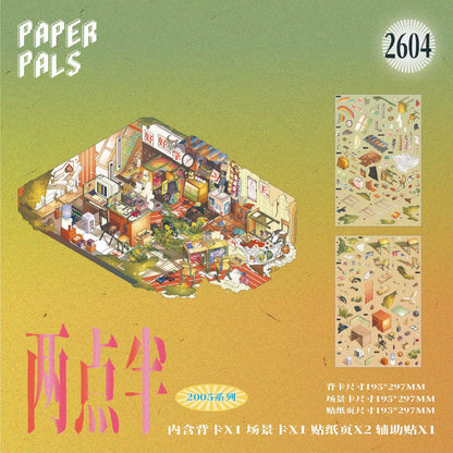 Time Xiaozhu DIY 3D Scene Stickers Collection - 2 Cute Miniature Scenes