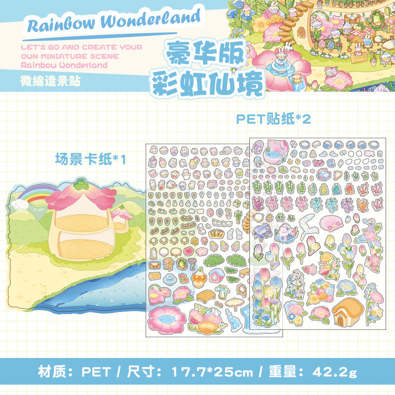 Fantasy World DIY 3D Scene Sticker Collection - 4 Lovely Miniature Scenes