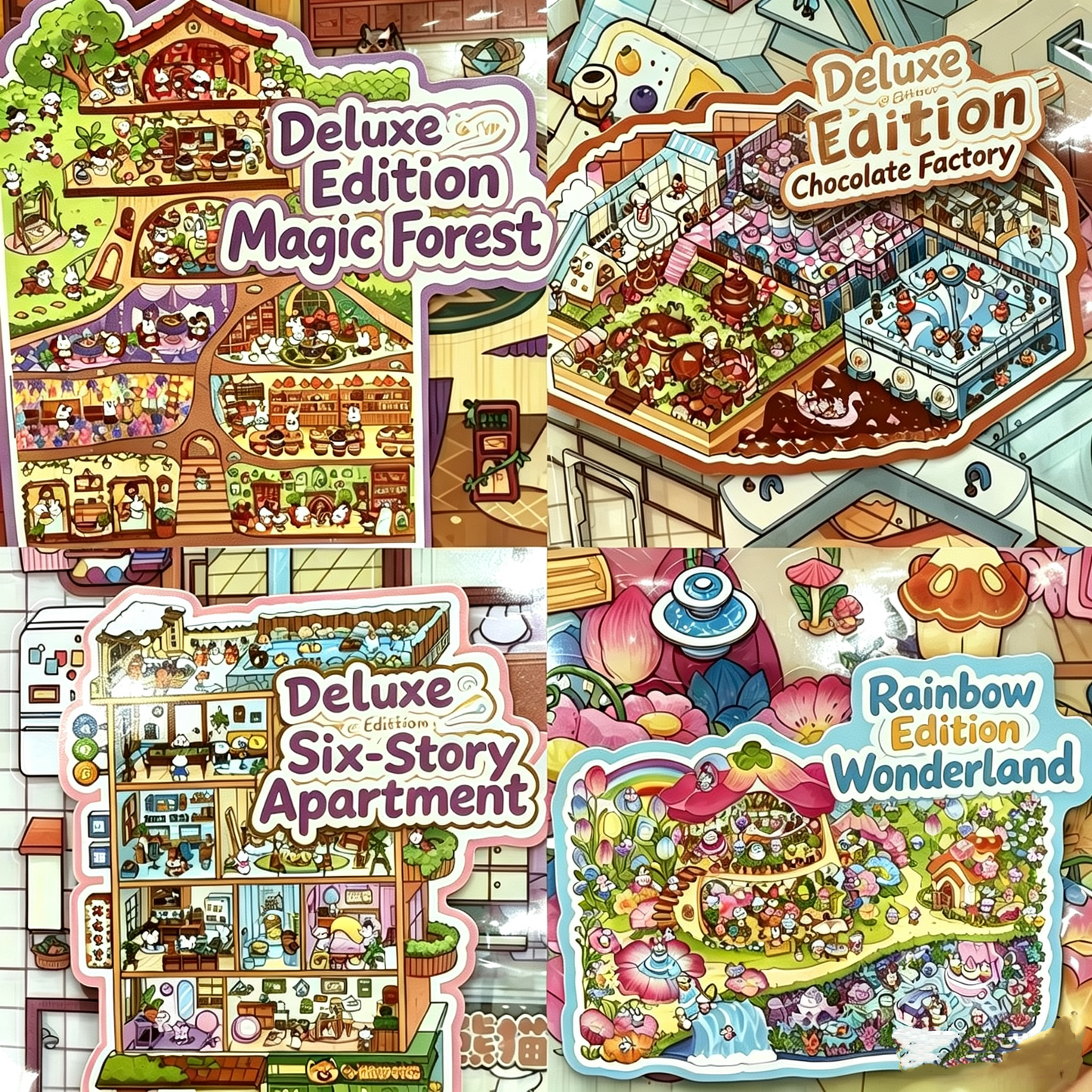 Fantasy World DIY 3D Scene Sticker Collection - 4 Lovely Miniature Scenes