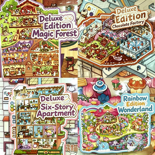 Fantasy World DIY 3D Scene Sticker Collection - 4 Lovely Miniature Scenes