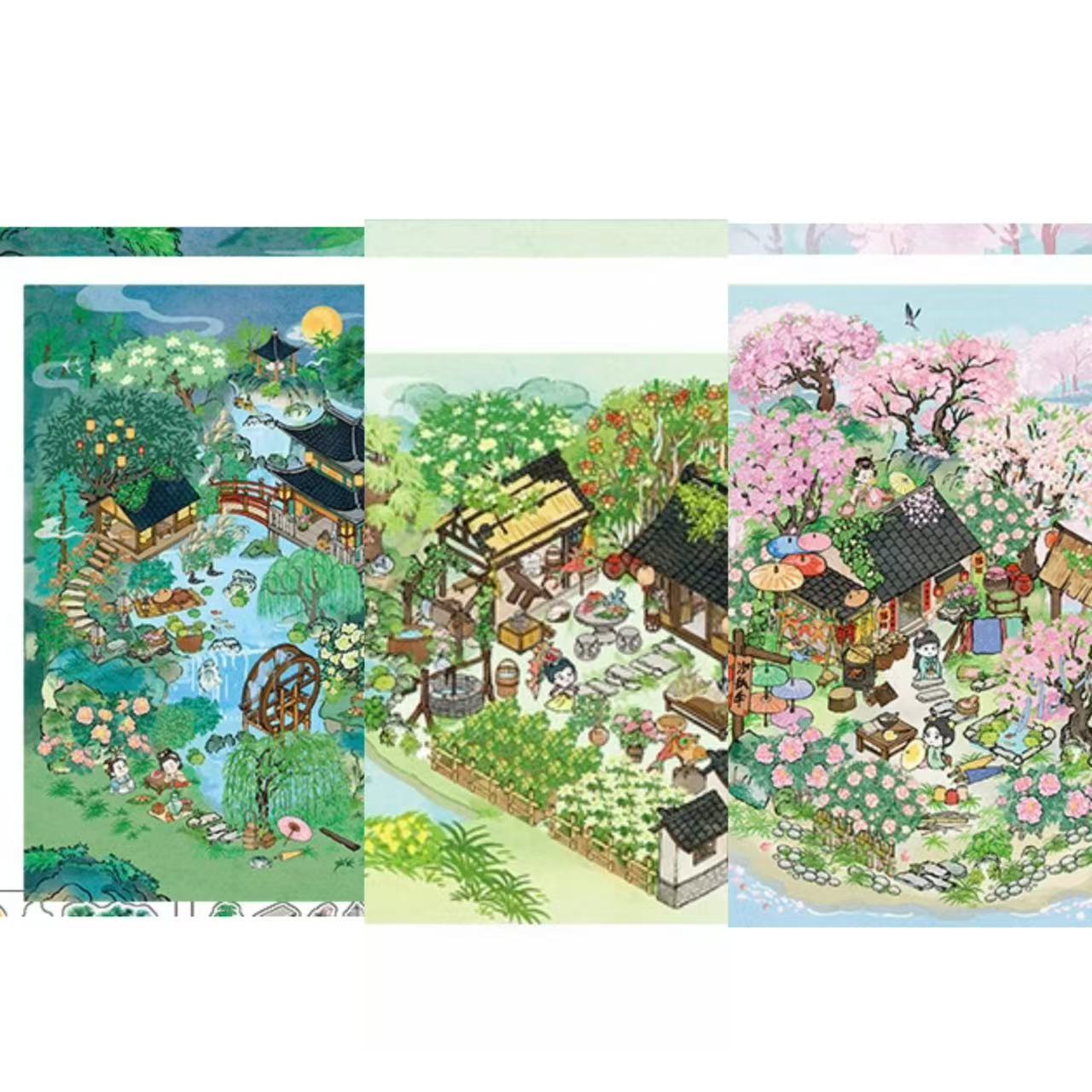 Patoral Courtyard DIY 3D Scene Sticker Collection - 3 Cute Miniature Scenes DIY 3D Scene Sticker Collection - 3 Cute Miniature Scenes