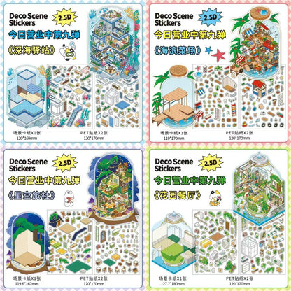 Mountain and Sea Star Club DIY 3D Scene Sticker Collection - 4 Cute Miniature Scenes