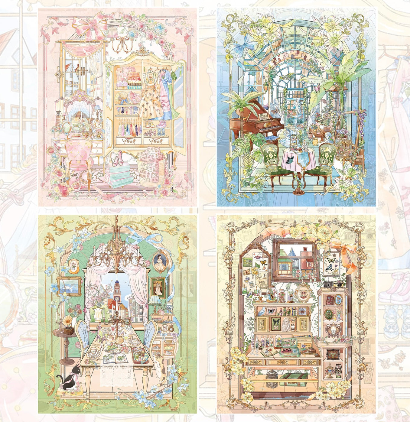 Lily’s Secret Cottage DIY 3D Scene Sticker Collection - 4 lovely Miniature Scenes