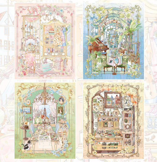 Lily’s Secret Cottage DIY 3D Scene Sticker Collection - 4 lovely Miniature Scenes