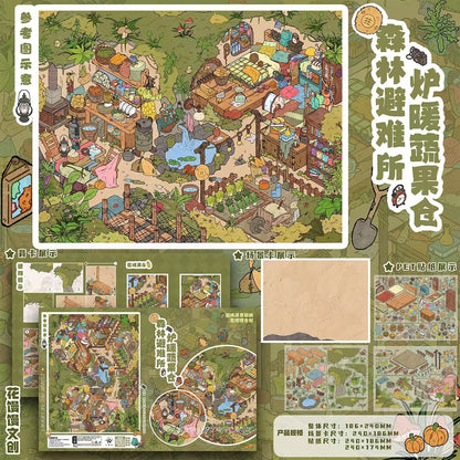 Pastoral Scene DIY 3D Scene Sticker Collection - 3 lovely Miniature Scenes