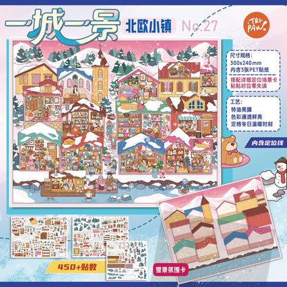 World Streets DIY 3D Scene Sticker Collection - 4 lovely Miniature Scenes