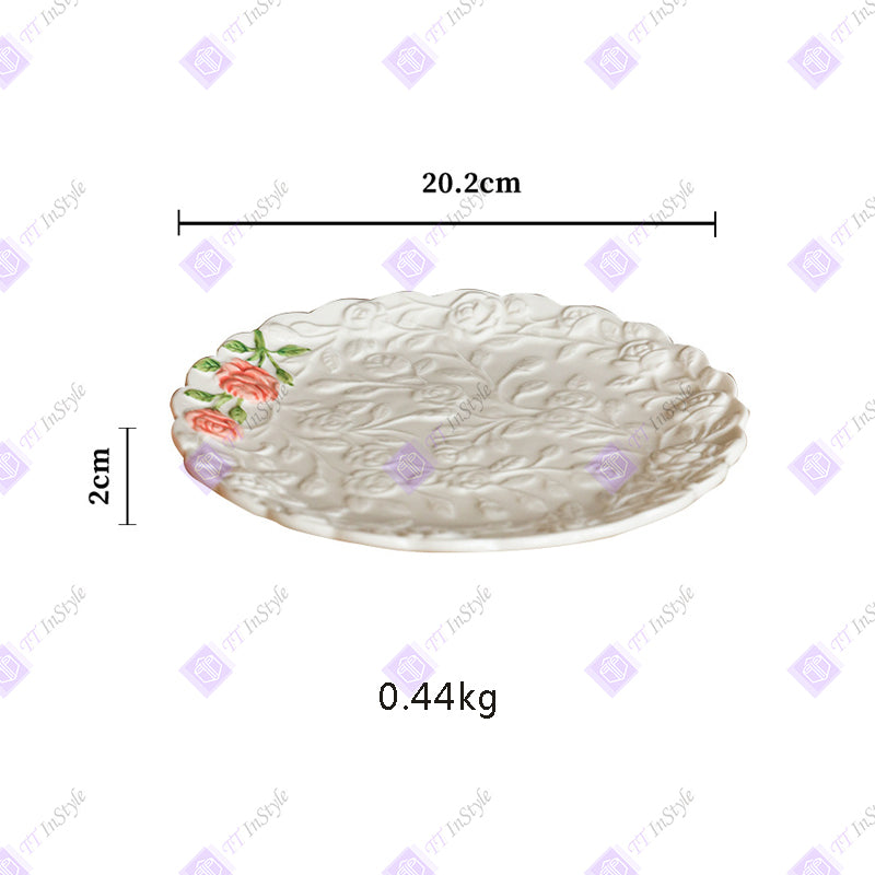 瓷器 - 法式花卉甜点盘