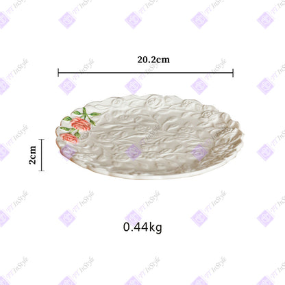 瓷器 - 法式花卉甜点盘