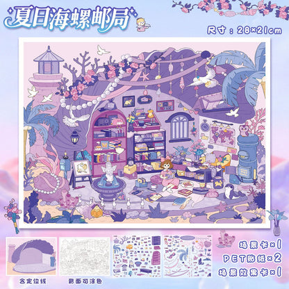 YL160 Four Seasons Secret Haven DIY 3D Scene Stickers Collection- 4 Cute Miniature Scenes