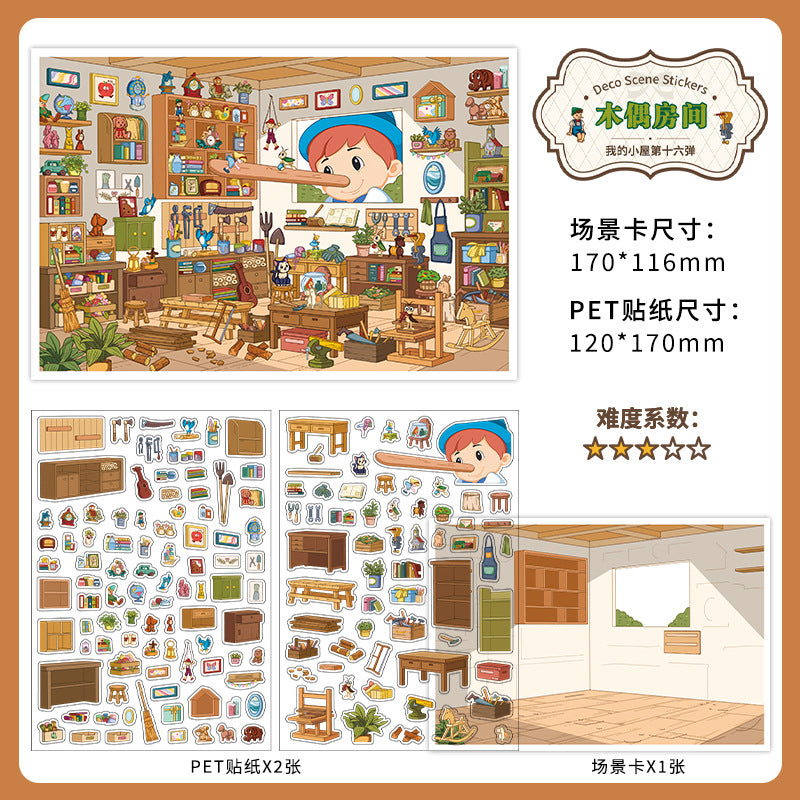 Fairy Tale Fantasy Chamber DIY 3D Scene Sticker Collection - 4 Cute Miniature Scenes