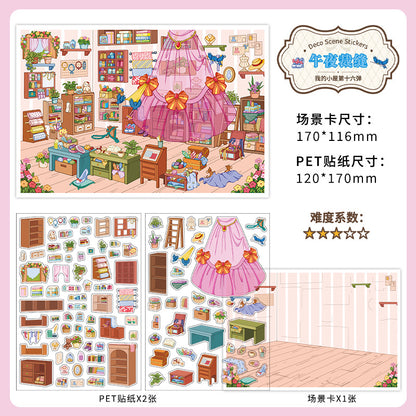 Fairy Tale Fantasy Chamber DIY 3D Scene Sticker Collection - 4 Cute Miniature Scenes