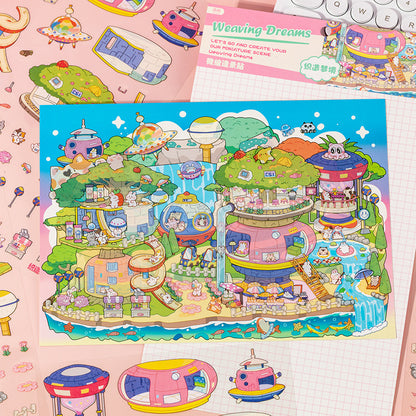 Cute Vessel Fantasy Collection DIY 3D Scene Sticker Collection - 2 lovely Miniature Scenes
