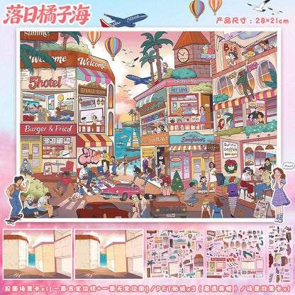YL160 A Sweet and Warm Little World DIY 3D Scene Stickers Collection- 10 Cute Miniature Scenes