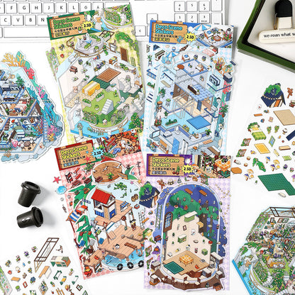 Starry Sea Market DIY 3D Scene Stickers Collection- 4 Cute Miniature Scenes