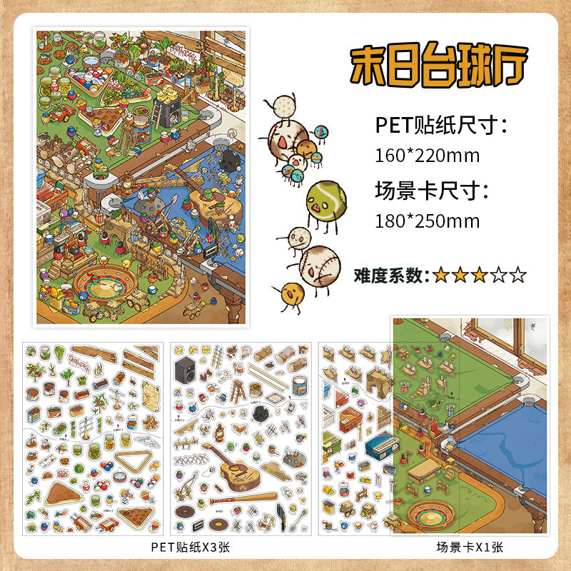 Post-Apocalyptic Ruin DIY 3D Scene Sticker Collection - 2 lovely Miniature Scenes