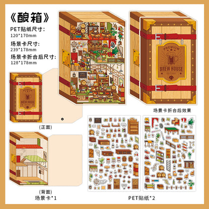 My Little House DIY 3D Scene Sticker Collection - 4 lovely Miniature Scenes