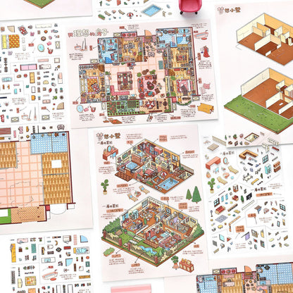 Habitat Diorama Gallery DIY 3D Scene Sticker Collection - 2 lovely Miniature Scenes