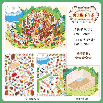 Fairy Tale Fantasy Chamber DIY 3D Scene Sticker Collection - 4 Cute Miniature Scenes
