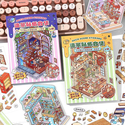 Street Scene DIY 3D Scene Sticker Collection - 2 Cute Miniature Scenes