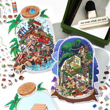 Starry Sea Market DIY 3D Scene Stickers Collection- 4 Cute Miniature Scenes