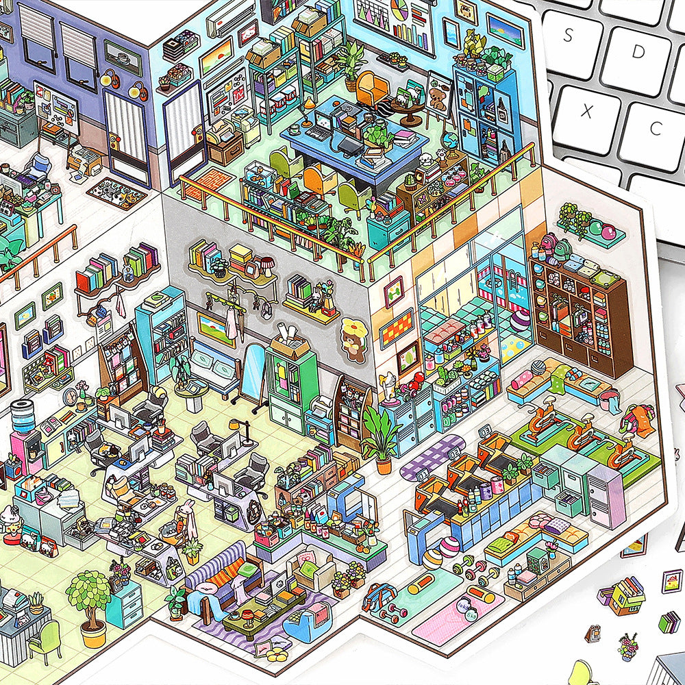 Daily Town DIY 3D Scene Sticker Collection - 2 lovely Miniature Scenes