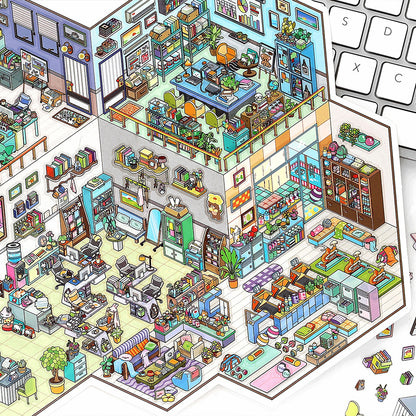 Daily Town DIY 3D Scene Sticker Collection - 2 lovely Miniature Scenes
