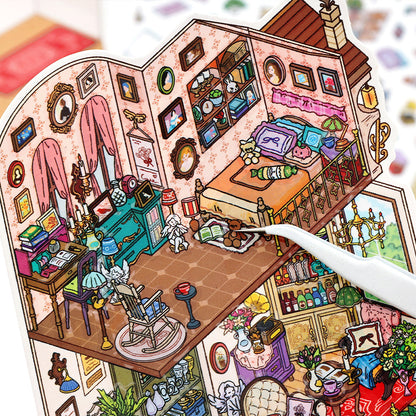 My Little House DIY 3D Scene Sticker Collection - 4 Cute Miniature Scenes