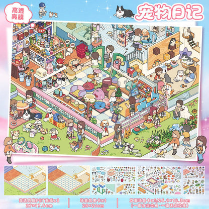 YL160 Dreamland General Store DIY 3D Scene Stickers Collection- 6 Cute Miniature Scenes