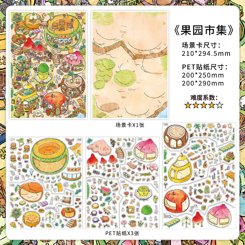 Pastoral Hearth‑scape DIY 3D Scene Sticker Collection - 2 lovely Miniature Scenes