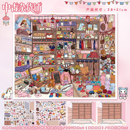 YL160 A Sweet and Warm Little World DIY 3D Scene Stickers Collection- 10 Cute Miniature Scenes