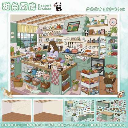 YL160 A Sweet and Warm Little World DIY 3D Scene Stickers Collection- 10 Cute Miniature Scenes