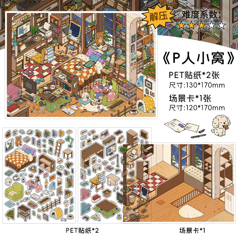 My Cabin Fifteen Bullets DIY 3D Scene Sticker Collection - 2 lovely Miniature Scenes
