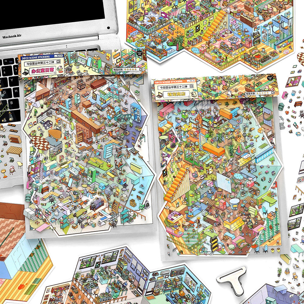 Daily Town DIY 3D Scene Sticker Collection - 2 lovely Miniature Scenes
