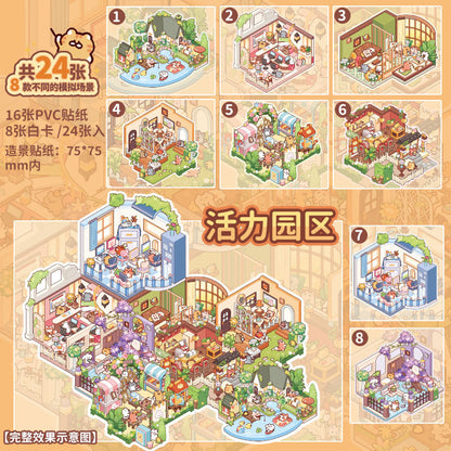 Warm Settlement DIY 3D Scene Stickers Collection - 2 Cute Miniature Scenes