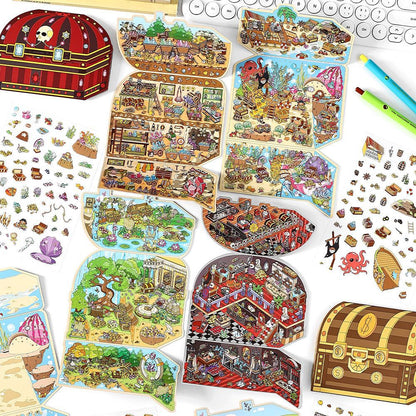 Wonderland Treasure Club DIY 3D Scene Sticker Collection - 4 Cute Miniature Scenes