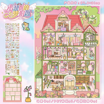 YL160 Sweet Dream Cottages DIY 3D Scene Stickers Collection- 6 Cute Miniature Scenes