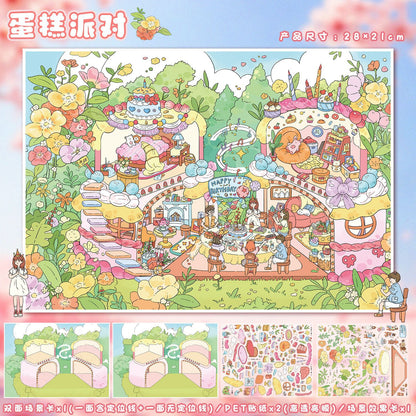 YL160 A Sweet and Warm Little World DIY 3D Scene Stickers Collection- 10 Cute Miniature Scenes