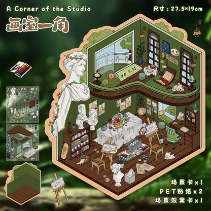 YL160 Corner Adventures DIY 3D Scene Stickers Collection- 5 Cute Miniature Scenes