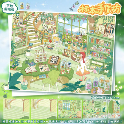 YL160 Four Seasons Magical Journey  DIY 3D Scene Stickers Collection- 8 Cute Miniature Scenes