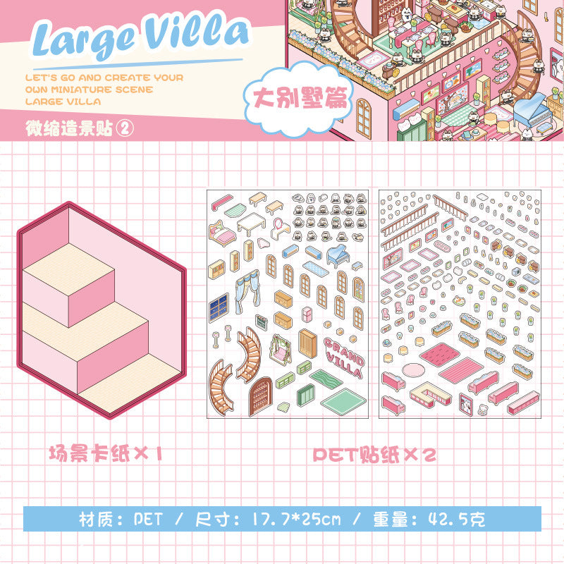 City Blocks 3D Scene Sticker Collection - 4 Cute Miniature Scenes