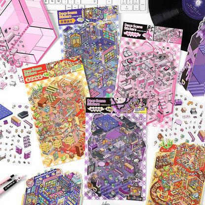 Bizarre City Workshop DIY 3D Scene Sticker Collection - 4 Cute Miniature Scenes