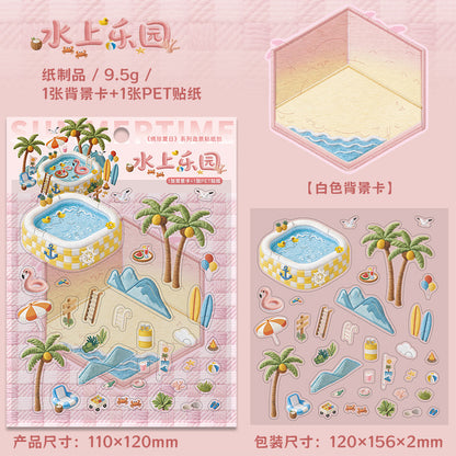 Xiuzhen Spring B  Creative DIY 3D Scene Stickers Collection- 4 Cute Miniature Scenes