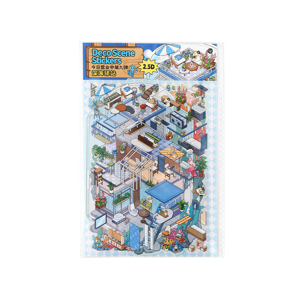 Starry Sea Market DIY 3D Scene Stickers Collection- 4 Cute Miniature Scenes