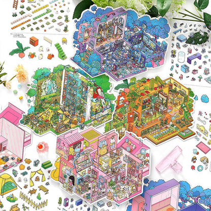 Whimsical Fantasy Mini Room DIY 3D Scene Sticker Collection - 2 lovely Miniature Scenes